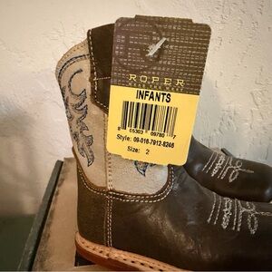 Roper Infants Cowbabies Parker Western Boots- vintage brown & cream leather Sz 2